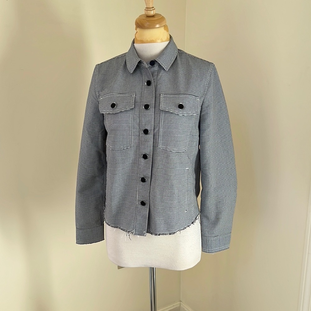ATM Anthony Thomas Melillo black//white houndstooth front button jacket shirt.